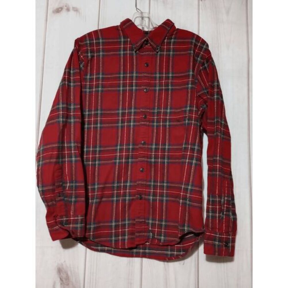 Abercrombie & Fitch Mens Red Plaid Soft Flannel Button Down Shirt‎ Small S